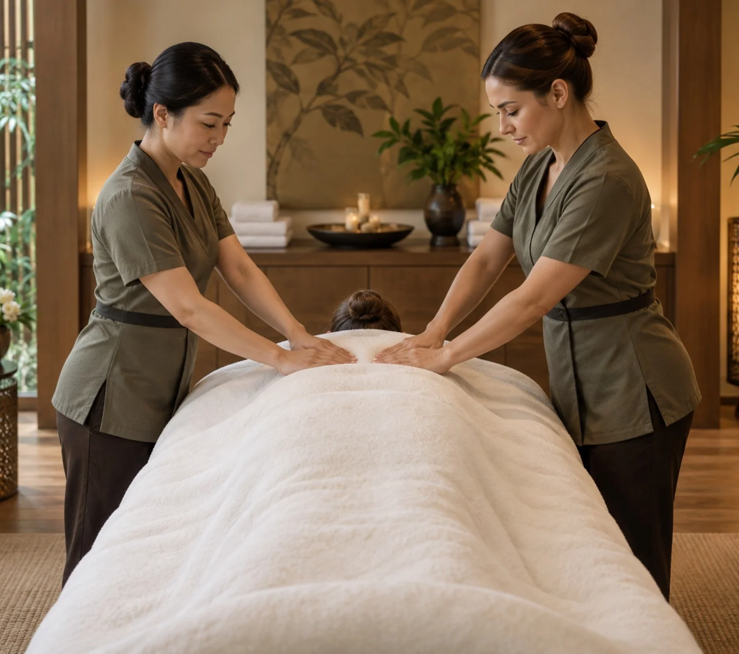 Four Hand Massage illustrated in our spa brochure