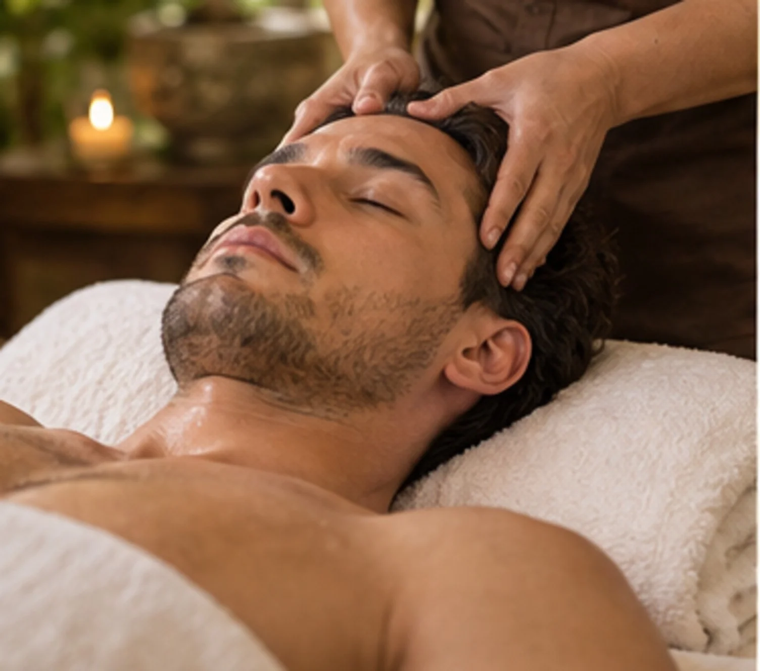 Head Massage illustrated in our spa brochure